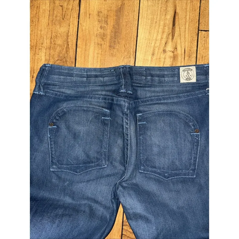 MYNK HAUTEUR Womens Flare Jeans 24 Mariner Wash 36 Inseam Rare Sample Y2K 28x36